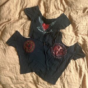 Grunge Punk Graphic Tee Bundle Distressed Cropped Baby Tees Y2K